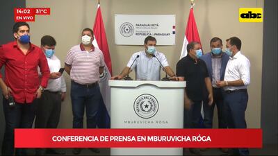 Silvio “Beto” Ovelar fue designado como portavoz en la conferencia de prensa tras la reunión con los dirigentes colorados hoy, sábado 6 de marzo de 2021.