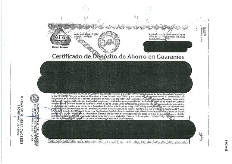 Entre los documentos remitidos al Senado y totalmente tachados está la resolución que habría favorecido al condenado González Daher.