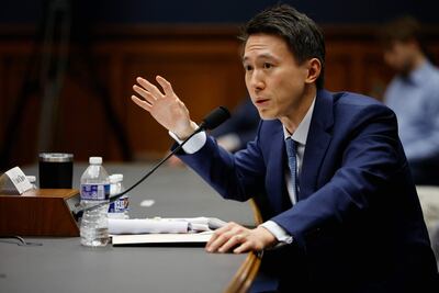 El CEO de TikTok Shou Zi Chew durante su comparecencia ante legisladores de Estados Unidos .  (AFP)