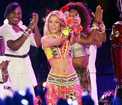 Shakira, durante el Waka Waka en la inauguración del Mundial de Sudáfrica 2010.