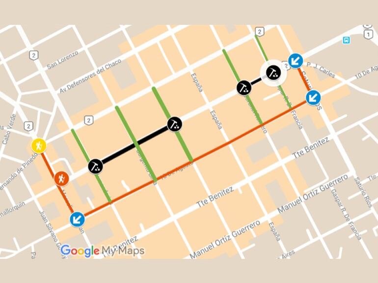 El itinerario alternativo está habilitado todos los días, desde las 21:00 y se extiende hasta las 5:00. En el horario diurno, los trabajos cesan para no generar molestias a los transeúntes, informaron del MOPC.