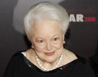 Olivia de Havilland en 2011, llegando a la entrega de premios Cesar, en Francia.