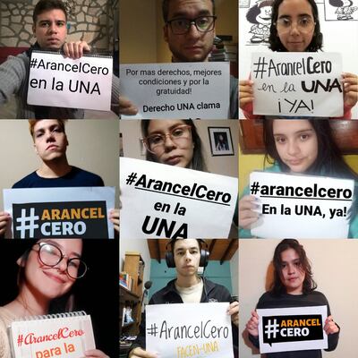 Campaña #ArancelCero para exigir educación gratuita en las universidades públicas.