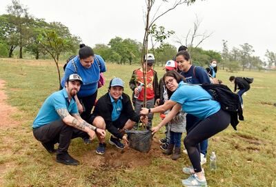 Familiares y colaboradores de Santa Clara plantaron árboles.