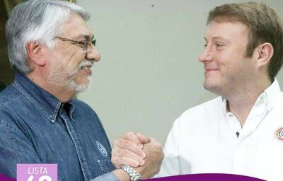 Fernando Lugo aparece sonriente junto con su “yerno”, el concejal de Lambaré por el Frente Guasu, Luis Paciello.
