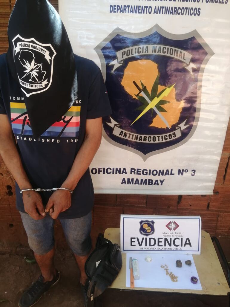 Francisco David Zarza Florentín, supuesto vendedor de drogas detenido.