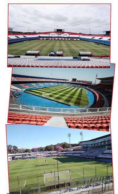 Composición gráfica del Defensores del Chaco, La Nueva Olla y Para Uno, sedes de los partidos.