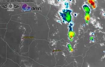 En la imagen satelital se observa la formación de un sistema de tormentas sobre el departamento de Amambay.