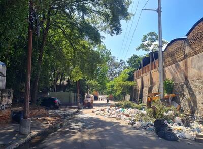Basural a metros de la entrada del Parque Caballero