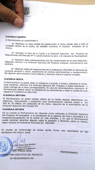 Esta es el acta entre Itaipú y permisionarios, que estos últimos mostraron ayer. No fue respetada por los vendedores.