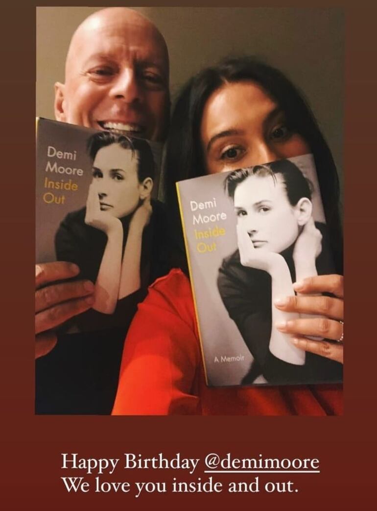 Así saludaron Bruce Willis y Emma Heming a Demi Moore el día de hoy. (Captura de la historia de Instagram de Emma Heming Willis)