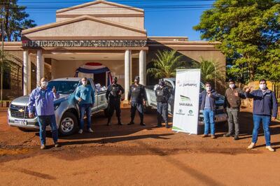 Entrega de los kits de alimentos de la campaña "Juntos sumamos" a la Municipalidad de San Alberto mediante colaboradores del Silo San Alberto de Agrofértil.
