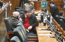 El diputado Ever Noguera (ANR, oficialista) ayer en la sala de sesiones de la Cámara de Diputados.