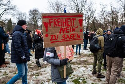 Protestas ayer en Alemania contra las duras meridas frente a la covid.