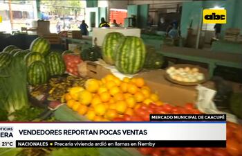 Vendedores del mercado de Caacupé reportan pocas ventas