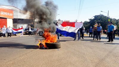 La manifestación de ayer, frente al Hospital Regional de Ciudad del Este.