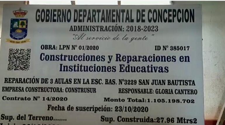 Datos de la obra que no fueron cumplidos.