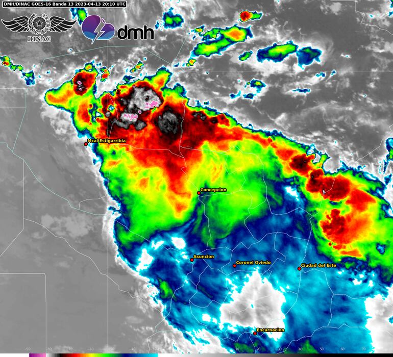 Núcleo de tormenta sobre el territorio nacional.