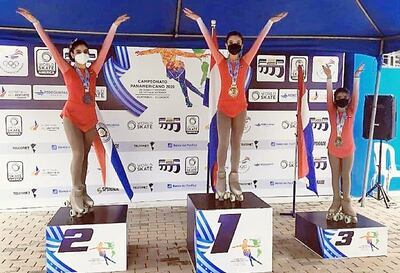 Podio infantil: Paloma García (oro), Antonella Mujica (plata) y Annabella Portalupi (bronce).(redes)