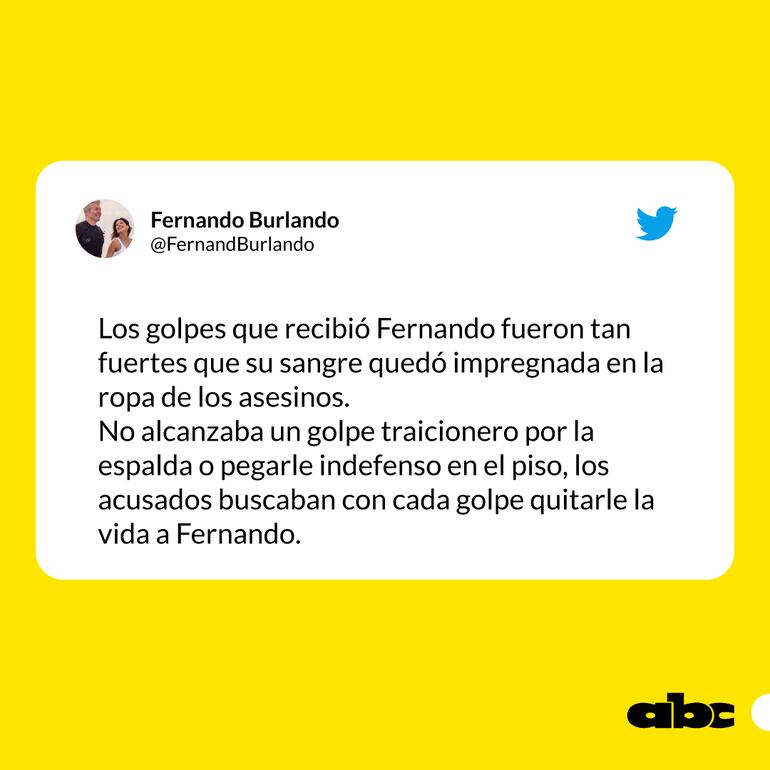 Reflexión de Fernando Burlando, en Twitter sobre la golpiza a Báez Sosa.
