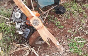 Las hélices del precario vehículo se quebraron en pleno trayecto.