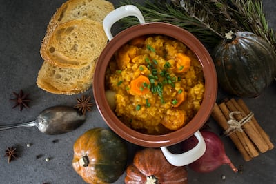 Estofado de calabaza y lentejas.