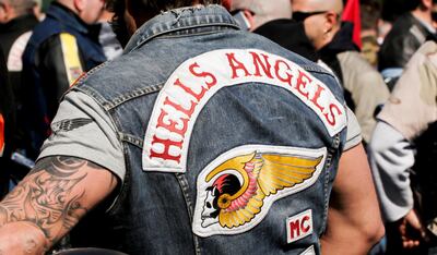 Milan, Italy - April 5th 2008: the patch worn by a member of Hells Angels Italy during the annual meeting in Milan, Italy. The Hells Angels Motorcycle Club is a motorcycle gang born in U.S.A. Members use to drive Harley Davidson motorcycles.