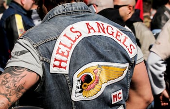 Milan, Italy - April 5th 2008: the patch worn by a member of Hells Angels Italy during the annual meeting in Milan, Italy. The Hells Angels Motorcycle Club is a motorcycle gang born in U.S.A. Members use to drive Harley Davidson motorcycles.