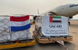Cargamento con la donación de los Emiratos Árabes.