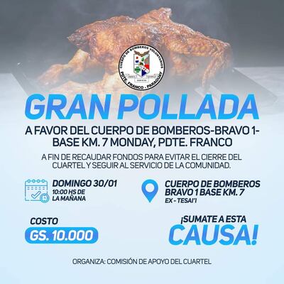 La organización de la pollada está a cargo de la comisión de apoyo de los bomberos.