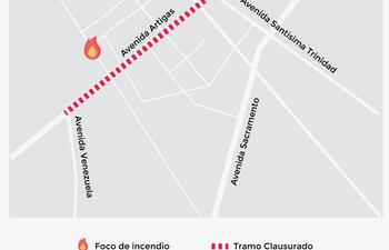 tramo clausurado por incendio en ethena foods tablada
