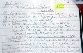 Una carta con la firma de la Unión Patriótica del Paraguay (UPP), que fue entregada tras un ataque ejecutado en Itapúa en el 2015 (imagen de archivo).