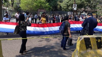 Manifestación de abogados frente al Palacio de Justicia, hoy.