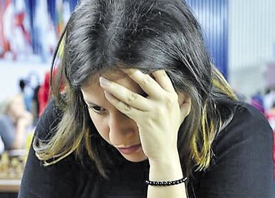 La Maestra Internacional Femenina (WIM) con bandera paraguaya Jennifer Pérez, representante 1 de Paraguay.