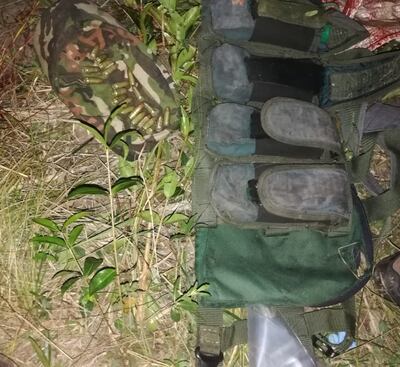 Elementos encontrados en el lugar del enfrentamiento con el grupo criminal ACA.