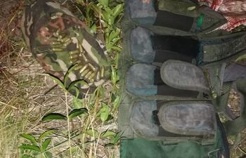 Elementos encontrados en el lugar del enfrentamiento con el grupo criminal ACA.