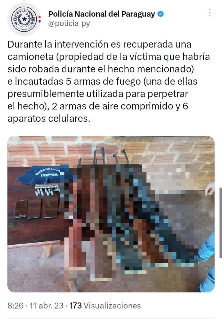 Captura de publicación de twitter.