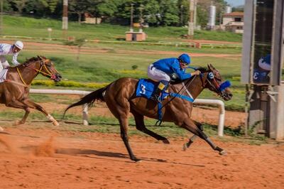 Equal Cruz, con César Mora en su lomo, ganó su tercera al hilo imponiéndose al potrillo Hereje.