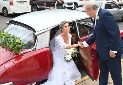 María Lucía fue recibida por su papá.