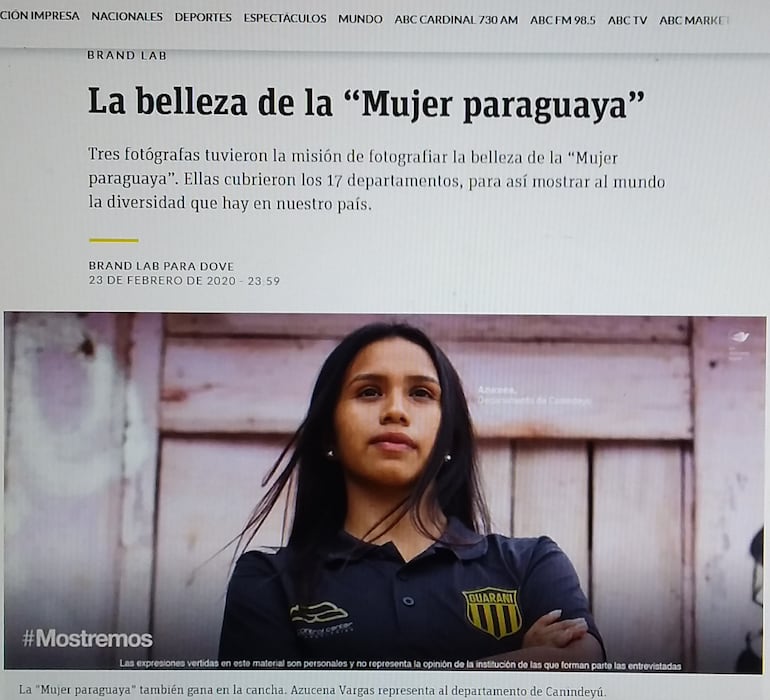 La mujer paraguaya fue protagonista de la campaña "#Mostremos" de Dove.