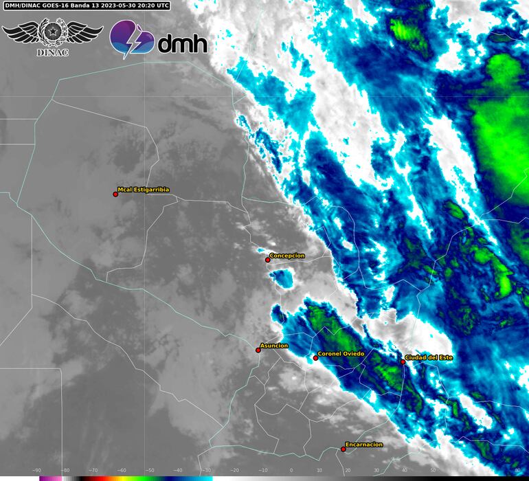 Núcleos de tormenta sobre el territorio nacional.