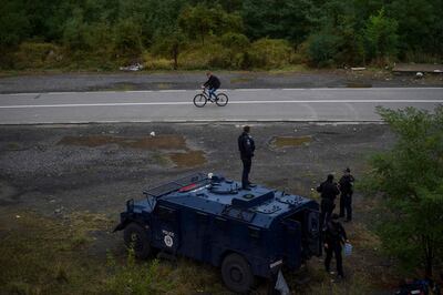 Unidad de Operaciones Especiales de la Policía de Kosovo, en el área cerca de la frontera entre Kosovo y Serbia.