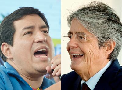 Andrés Arauz (i), candidato del expresidente Rafael Correa; y Guillermo Lasso (d) buscan la presidencia en el Ecuador.