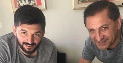 Michael y Ramón Díaz en una postal familiar. Gentileza: Diario Clarín.