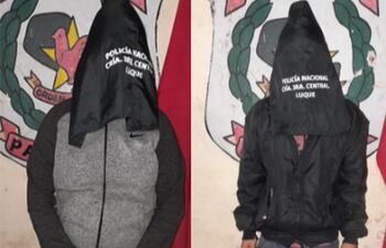 Los dos presuntos motoasaltantes detenidos.