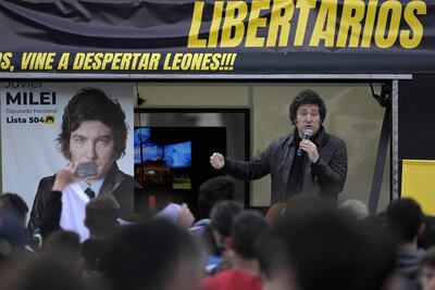 El economista argetino Javier Milei, candidato a legislador, por su movimiento político Avanza Libertad, viene sumando intención de votos, según las encuestas.