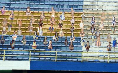 Imágenes de los hinchas en PVC en el sector de Plateas.