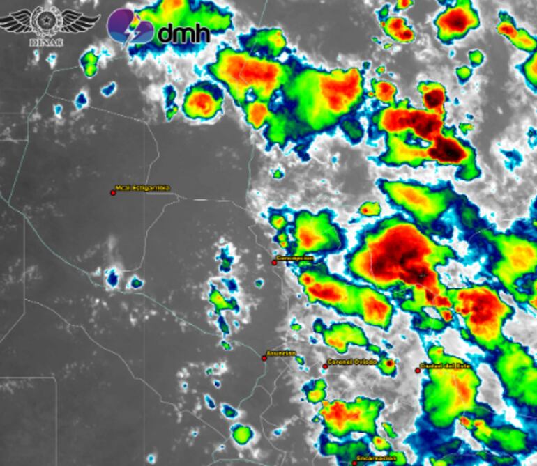 Mapa satelital de la Dirección de Meteorología e Hidrología. (DMH).