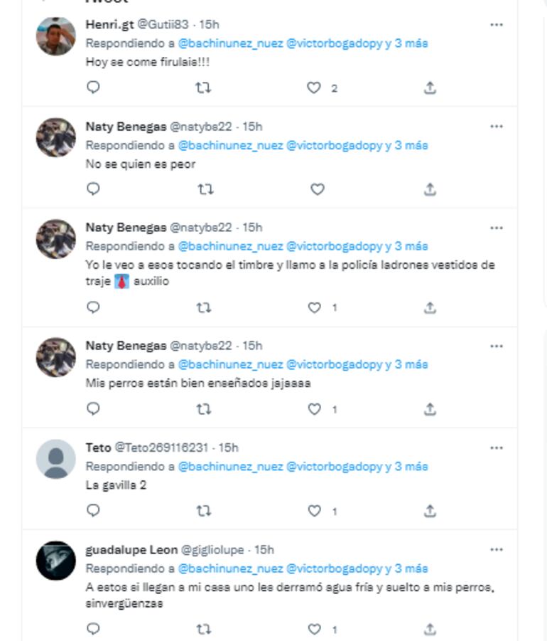 Más Tuits contra Bachi y Bogado.