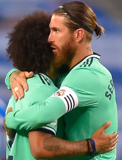 Sergio Ramos y Marcelo Vieira, defensores del Real Madrid.